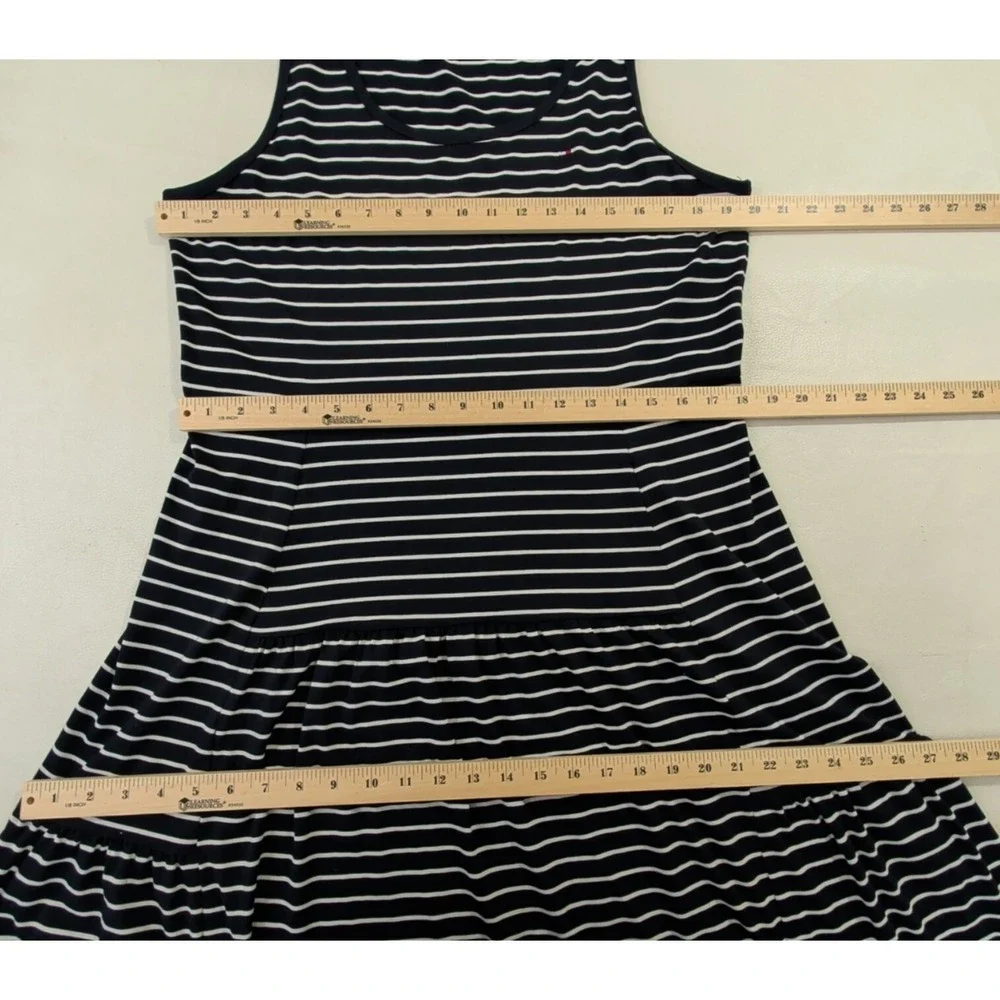 Tommy Hilfiger Maxi Dress Womens L Blue White Stripe Stretch Beach Vaca Nautical - Picture 8 of 8